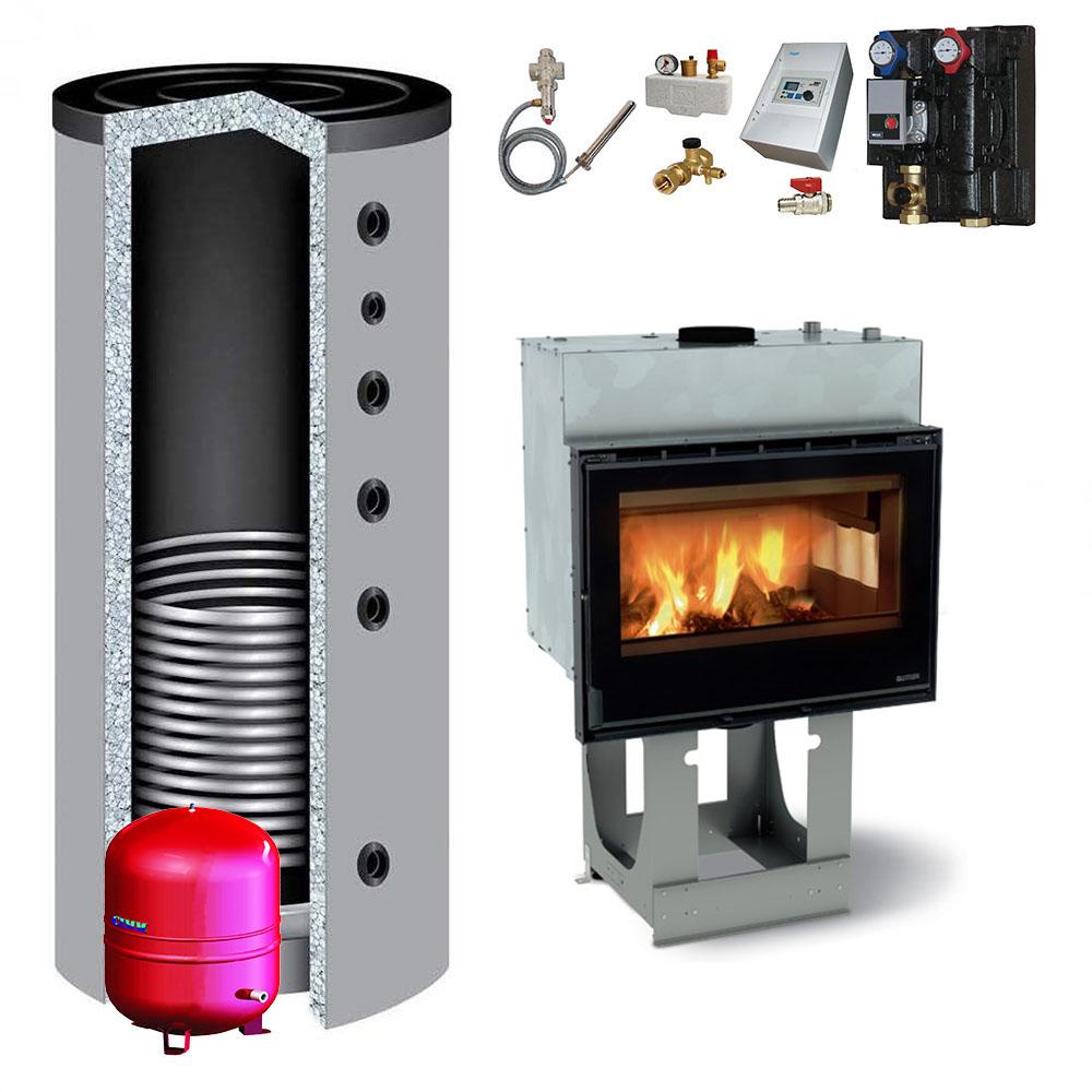 Kamineinsatz wasserführend La Nordica Focolare 80 Idro Crystal 15,4 kw + Pufferspeicher<br>(Variante: Focolare + Pufferspeicher 1xWT) Kamineinsatz wasserführend La Nordica Focolare 80 Idro Crystal 15,4 kw + Pufferspeicher<br>(Variante: Focolare + Pufferspeicher 1xWT)
